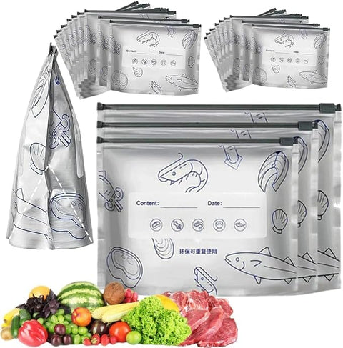 Reusable Foil Zip Lock Vacuum Food Storage Bag (Pack of 10)