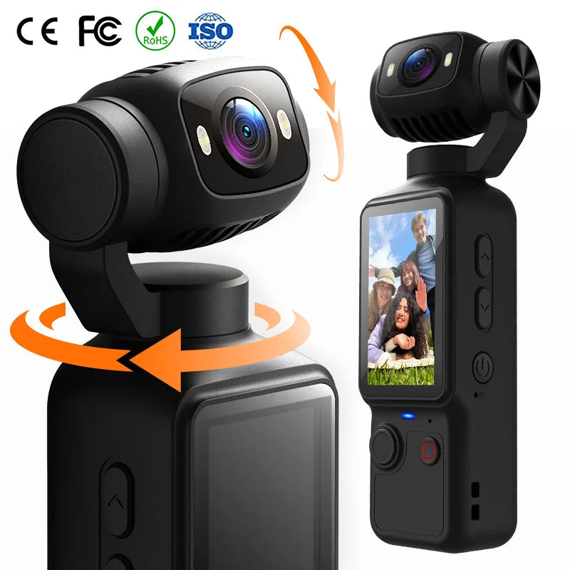 CE FCC Rohs DJ01 HD 360° Rotating All Around Shooting Action & Sports Camera with Fill Light Support Max 128GB Memory Action Cam