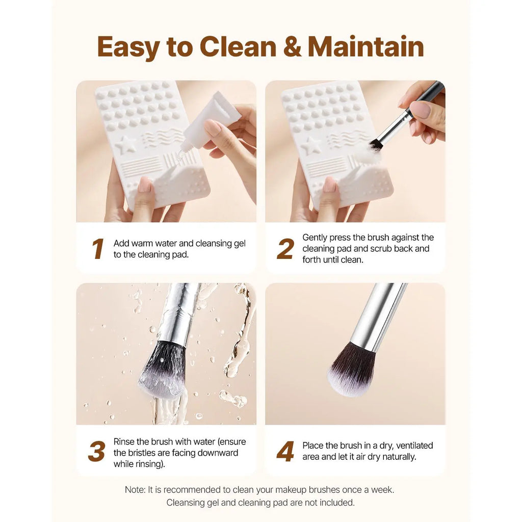 Professional Vegan 15-Piece Makeup Brush Set Foundation Blending Eyeshadow Soft Synthetic Bristles Ergonomic Flat Brushes