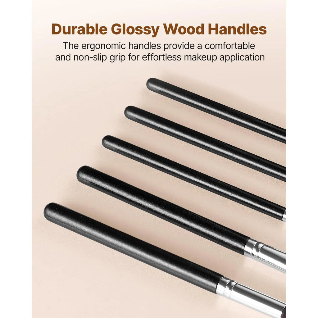 Professional Vegan 15-Piece Makeup Brush Set Foundation Blending Eyeshadow Soft Synthetic Bristles Ergonomic Flat Brushes