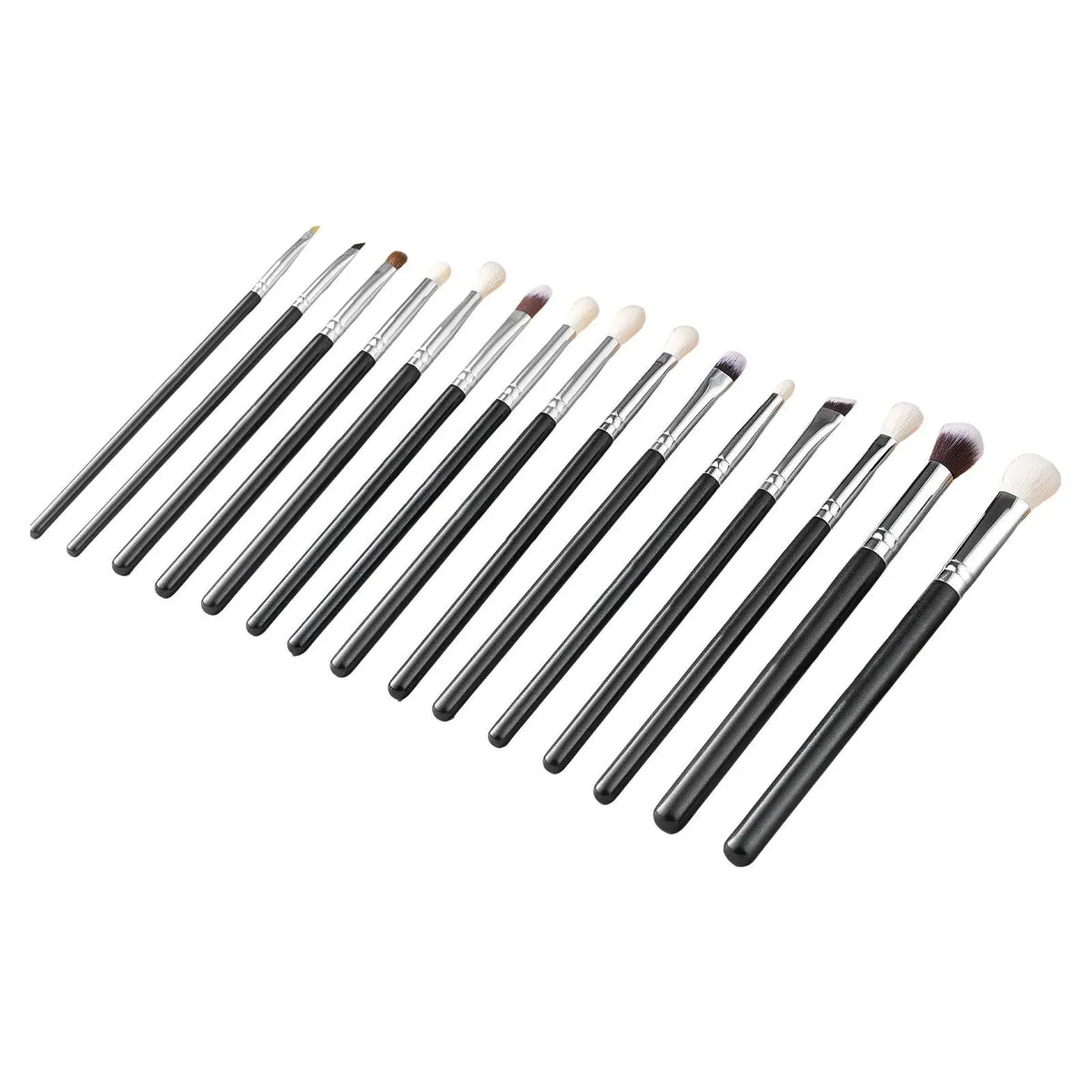 Professional Vegan 15-Piece Makeup Brush Set Foundation Blending Eyeshadow Soft Synthetic Bristles Ergonomic Flat Brushes