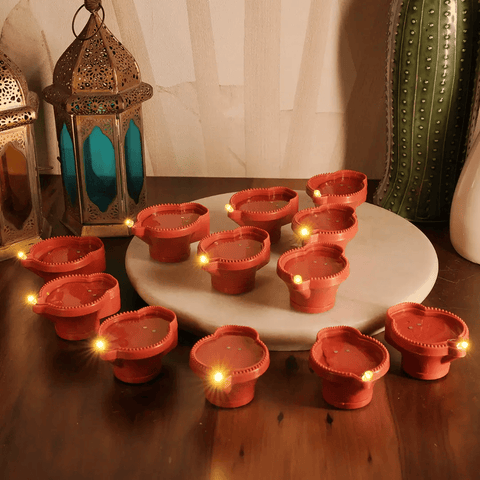 Water Sensor Diya Electric LED Diyas (Pack of 12)